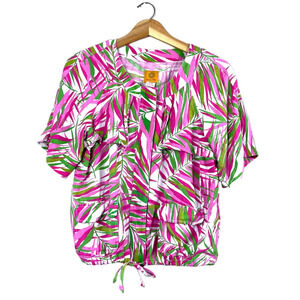 Women's Pink and Green Linen Ruby Rd. Blouse 10